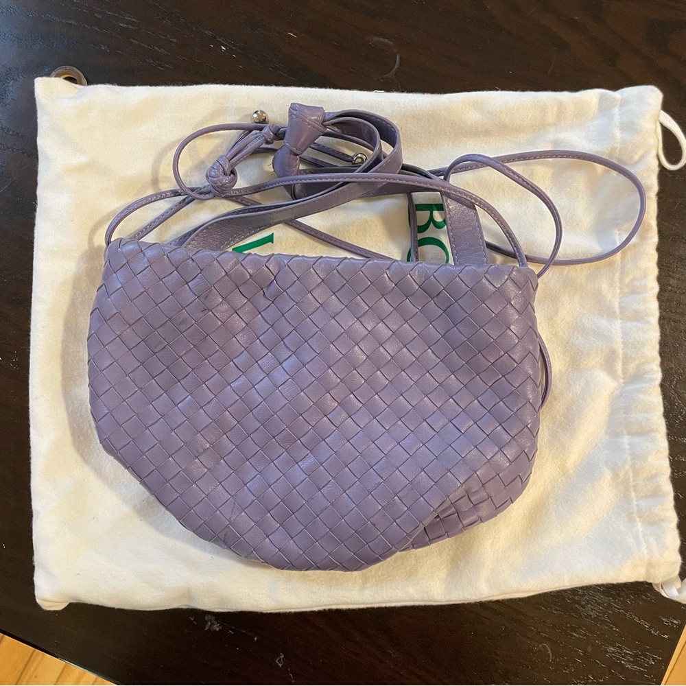 Bottega Veneta Lilac Woven Leather Crossbody Bag